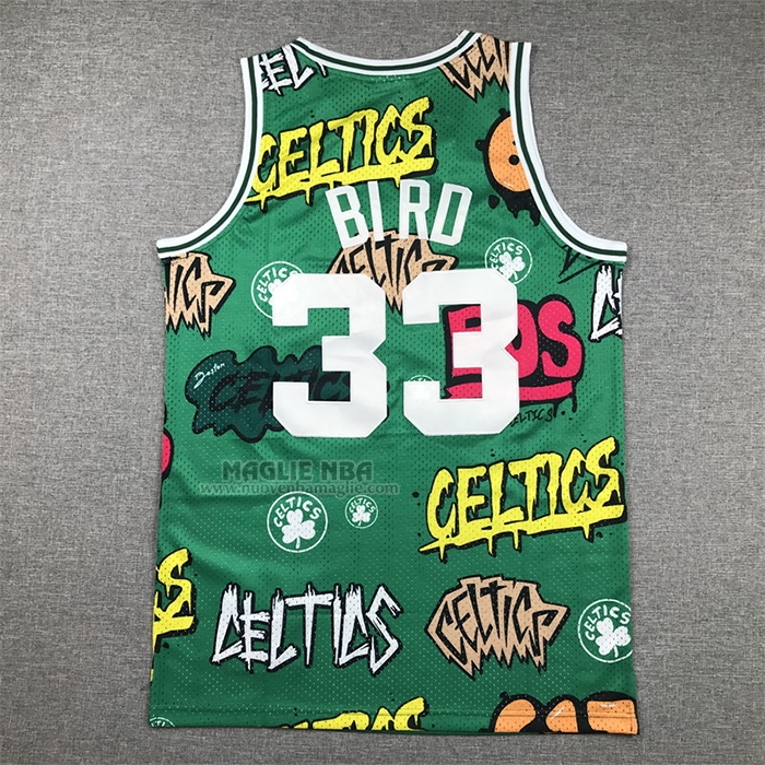 Maglia
 Larry Bird NO 33 Boston Celtics Mitchell & Ness Slap Sticker 1985-86 Verde
